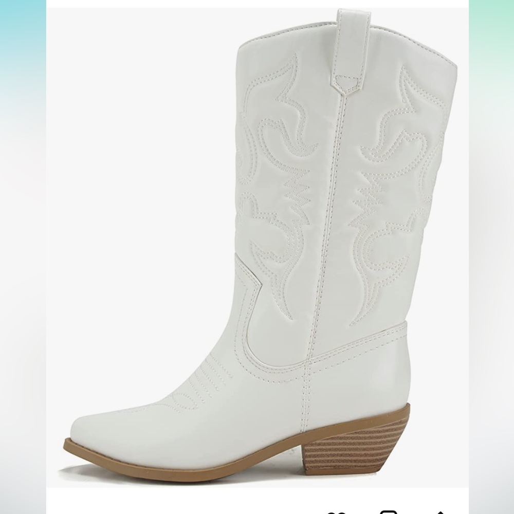 Women Western Cowboy Pointed Toe Knee High Pull On Tabs Boots